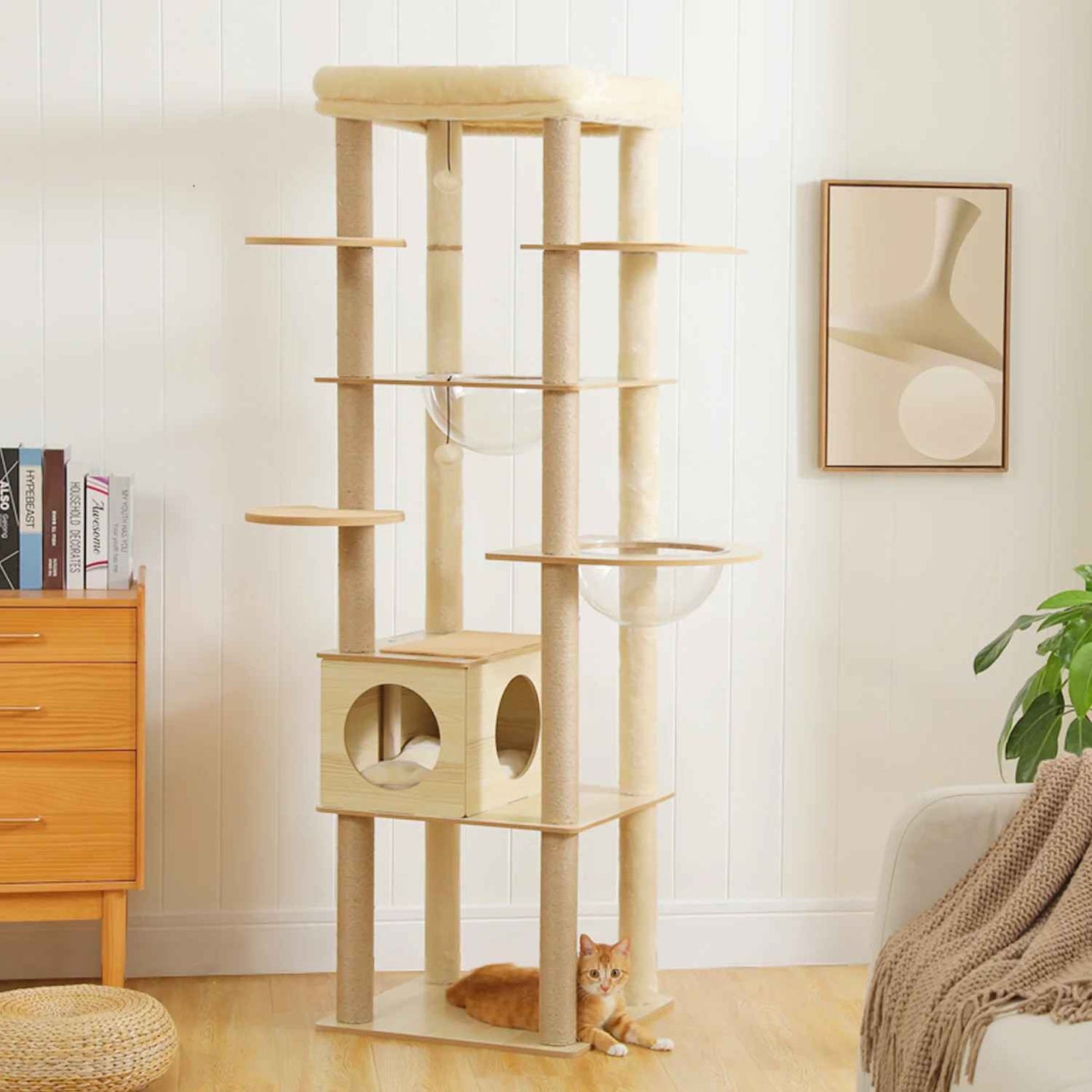 Arbre a Chat en bois | Naturel avec Griffoirs - MinouVillage