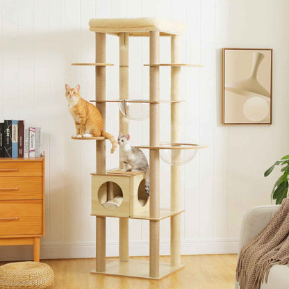 Arbre a Chat en bois | Naturel avec Griffoirs - MinouVillage